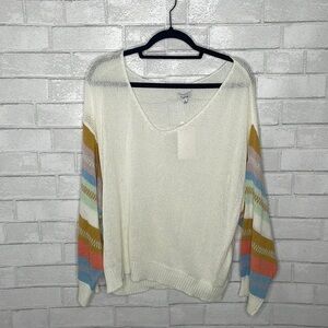 NWT Fate Long Sleeve Sweater with Striped Sleeves